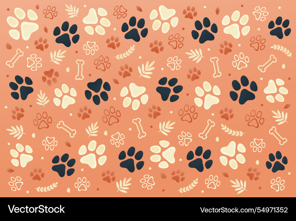 Gradient paw prints background vector image