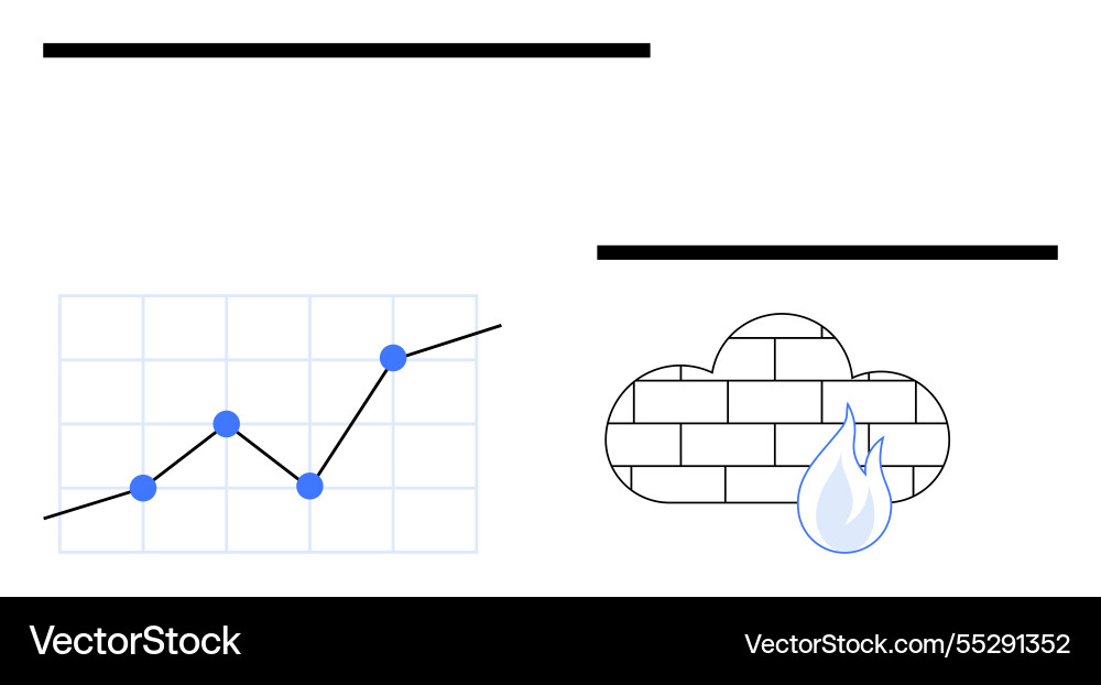 Growth chart with data points and firewall concept Growth chart with data points and firewall concept vector image