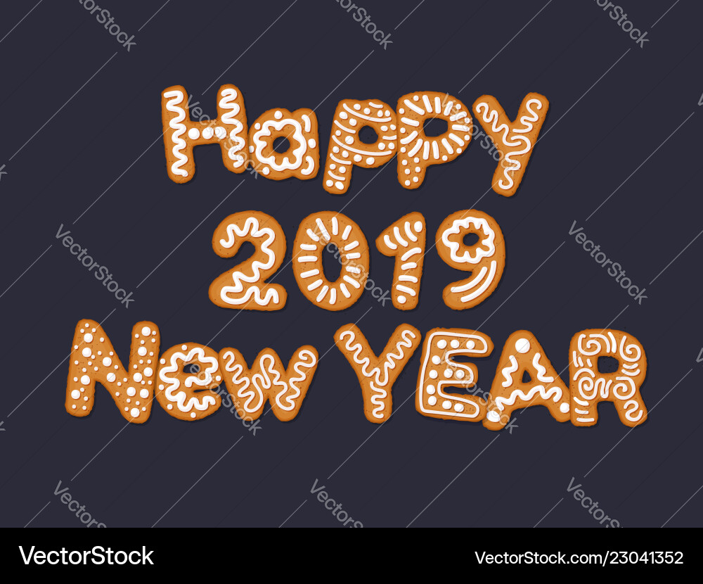 Happy 2019 new year concept with gingerbread Happy 2019 new year concept with gingerbread vector image