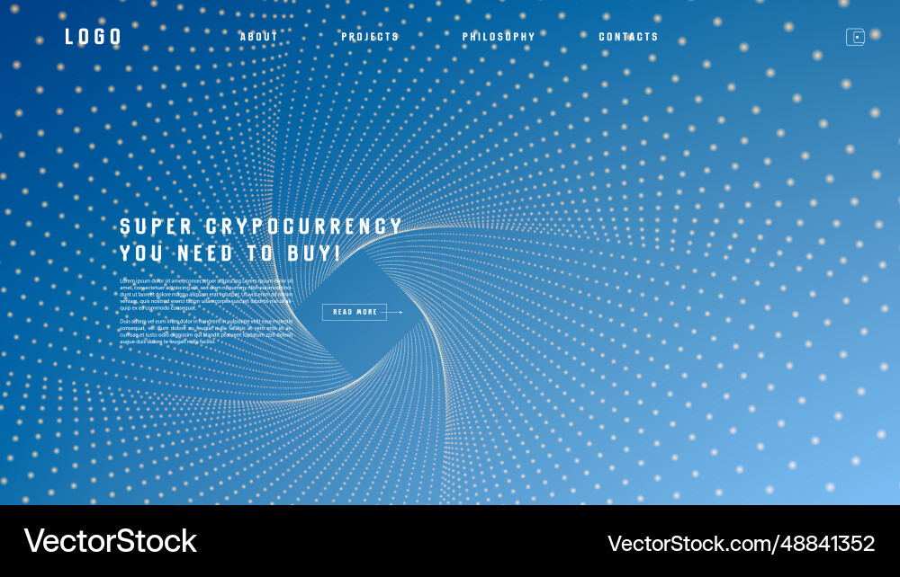 Landing page abstract design with particle tunnel Vector Image