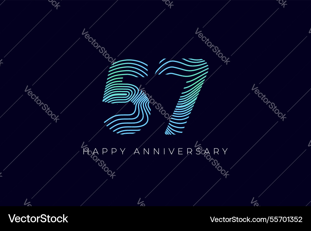 Numeric design with line curve 57th happy Numeric design with line curve 57th happy vector image