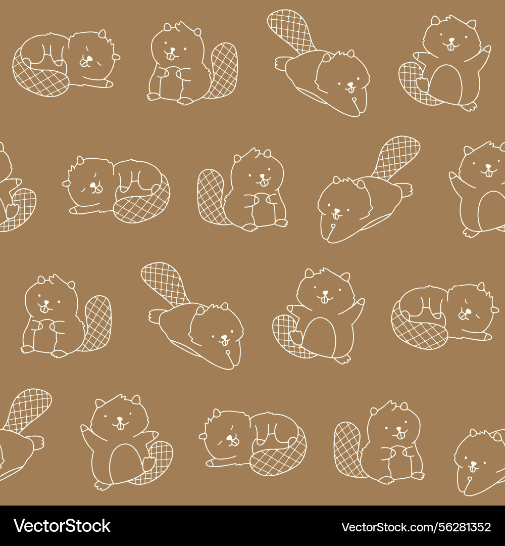Outline beaver seamless pattern background Outline beaver seamless pattern background vector image