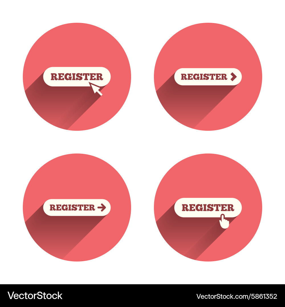 Register with hand pointer icon mouse cursor vector image