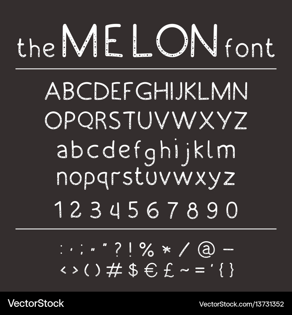 Retro Alphabet Font - Melon Style Vector Image