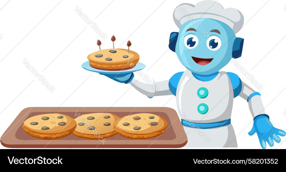 Robot chef baking pies design generative ai Vector Image