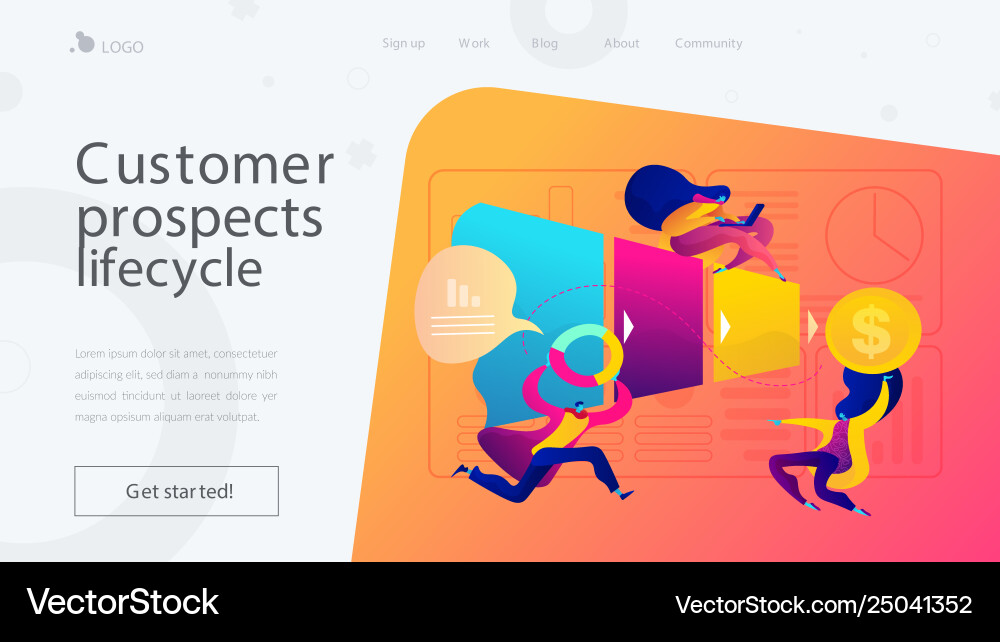 Sales pipeline management landing page template Sales pipeline management landing page template vector image