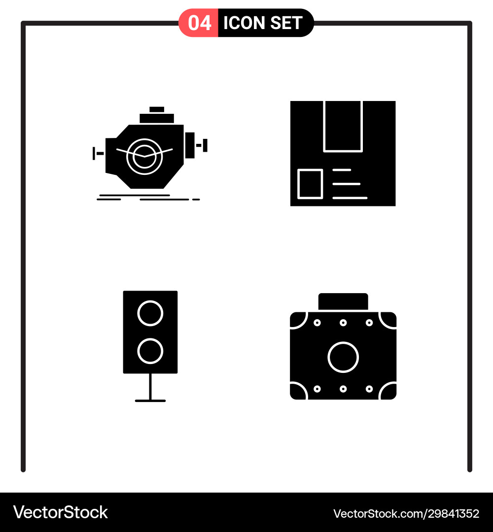 Set 4 solid style icons for web and mobile Vector Image