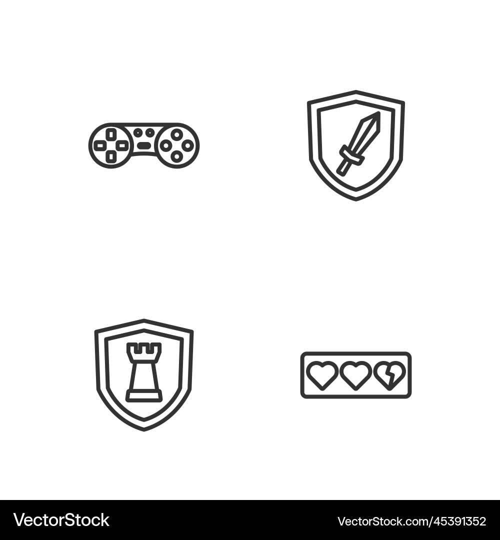 Set line game life bar chess shield controller Vector Image