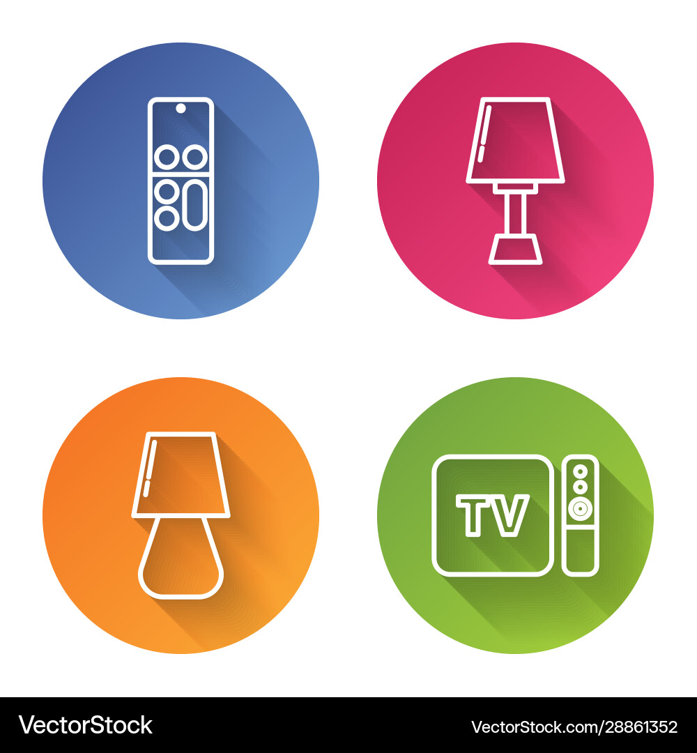 Set line remote control table lamp Set line remote control table lamp vector image