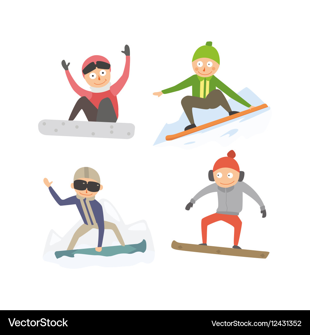 Snowboarder jump in different pose vector image