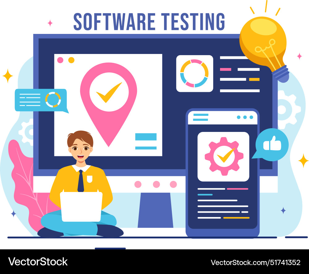 Software testing featuring application Software testing featuring application vector image
