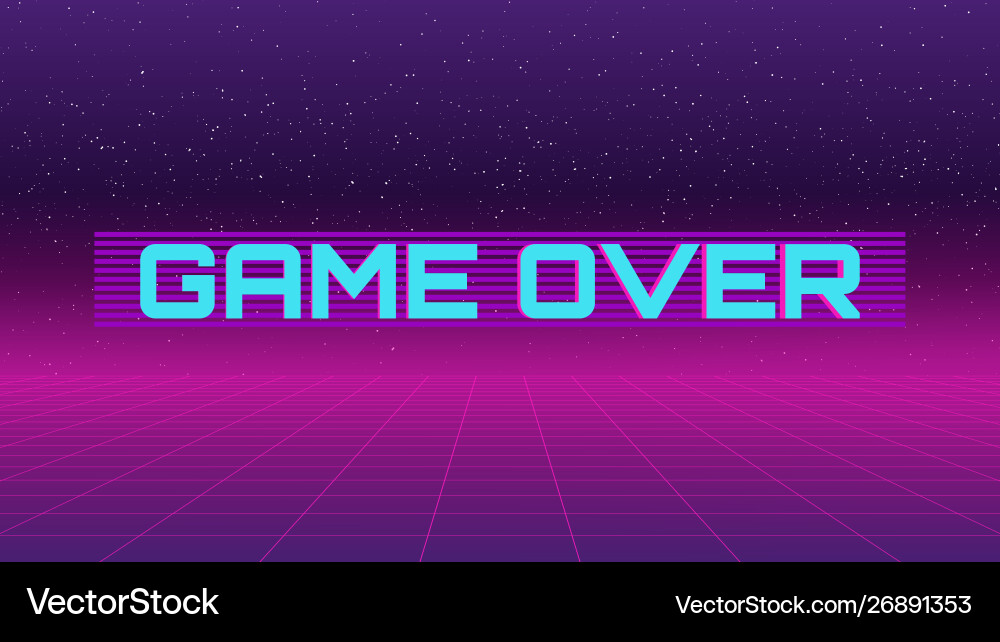 80s Synthwave Game Over Grid vector image