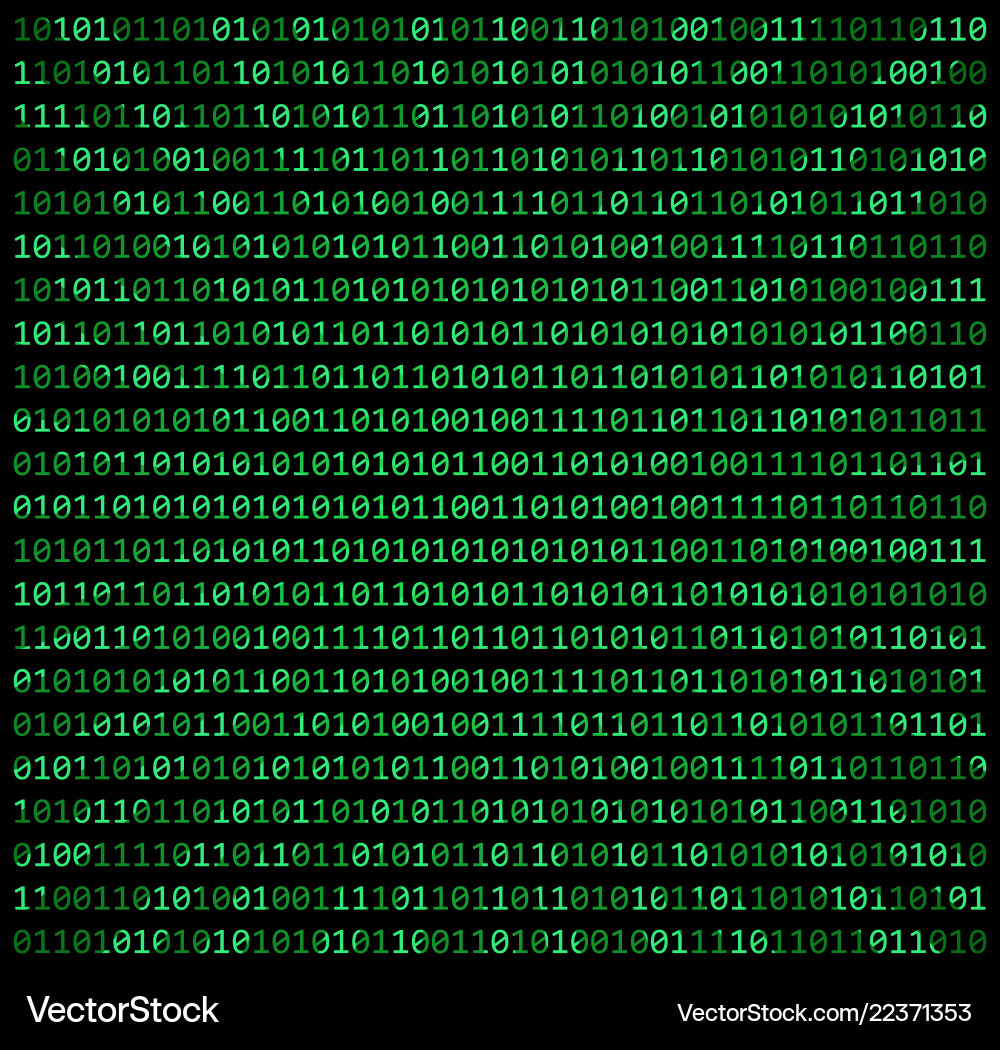 Binary code zero one matrix green background vector image