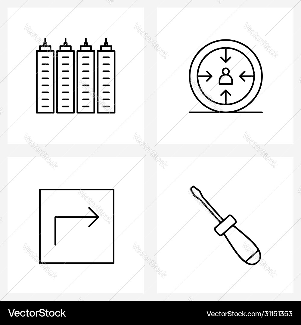 Building Line Icons - Set of 4 vector image