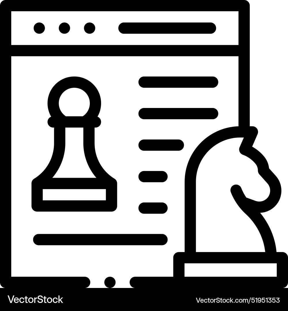 Chess game icon thin linear style design isolated Chess game icon thin linear style design isolated vector image