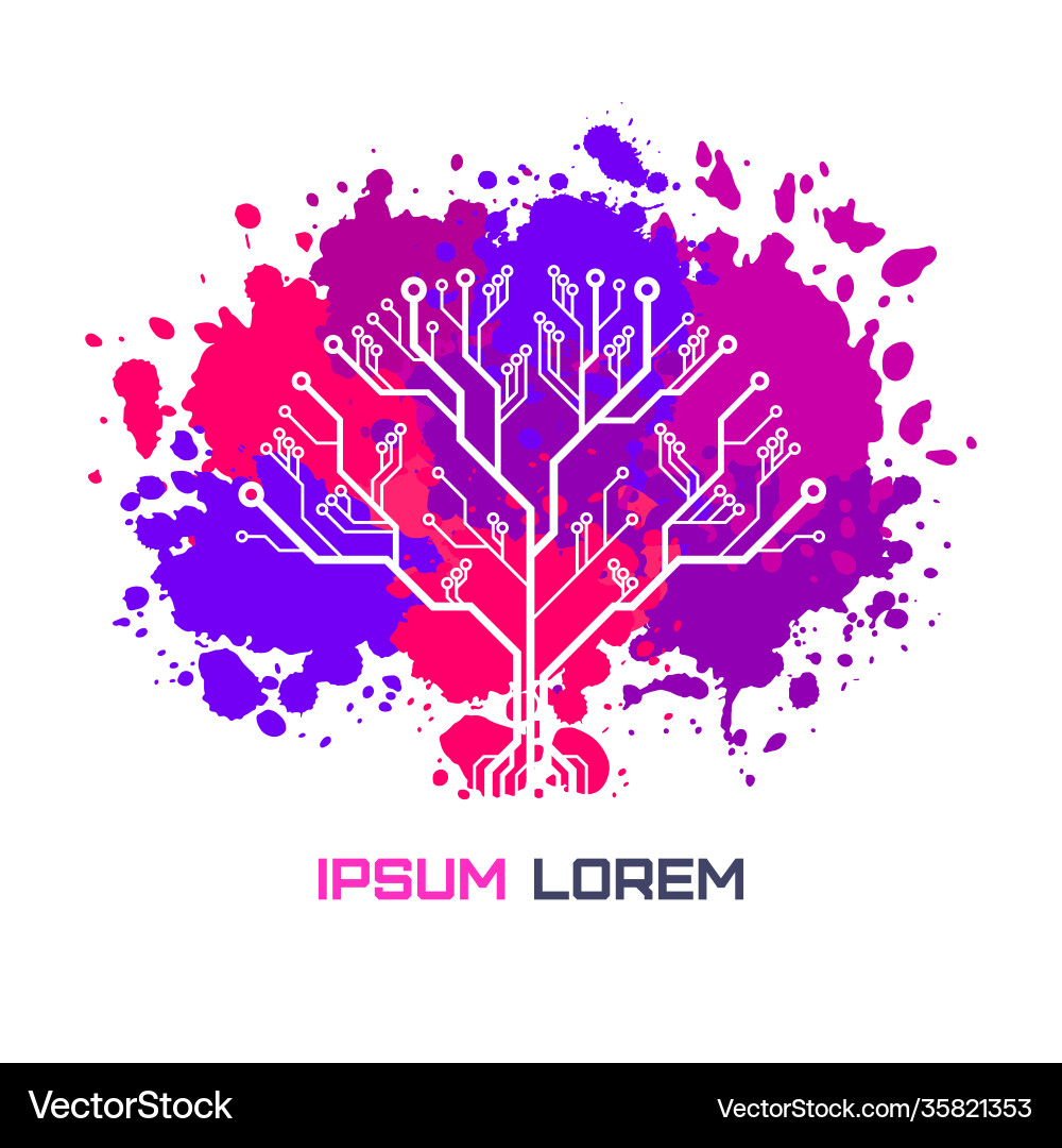 Circuit board pattern in form a tree Vector Image
