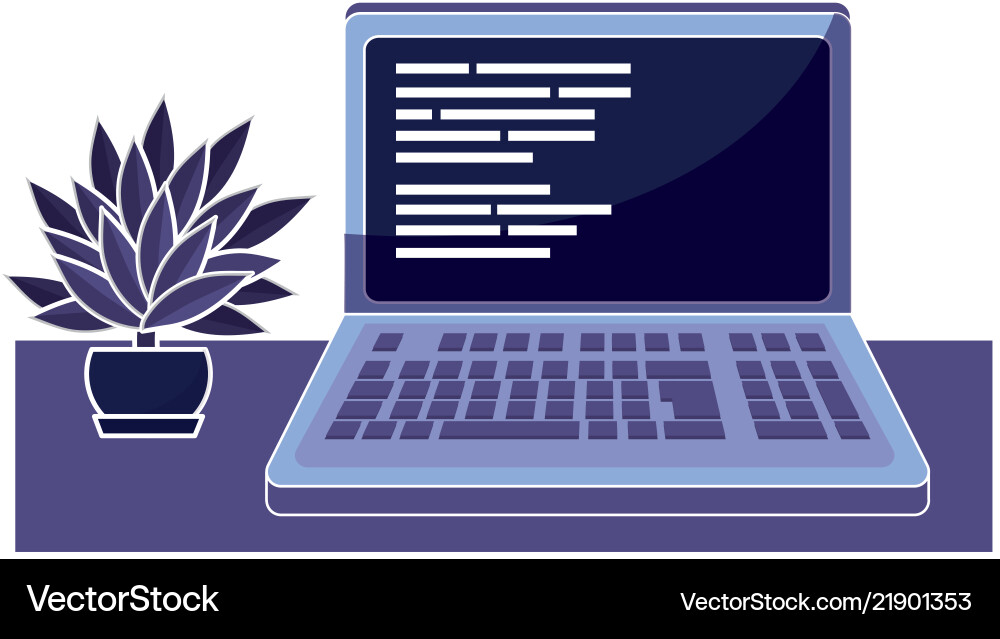 Computer code programming technology with plants Vector Image