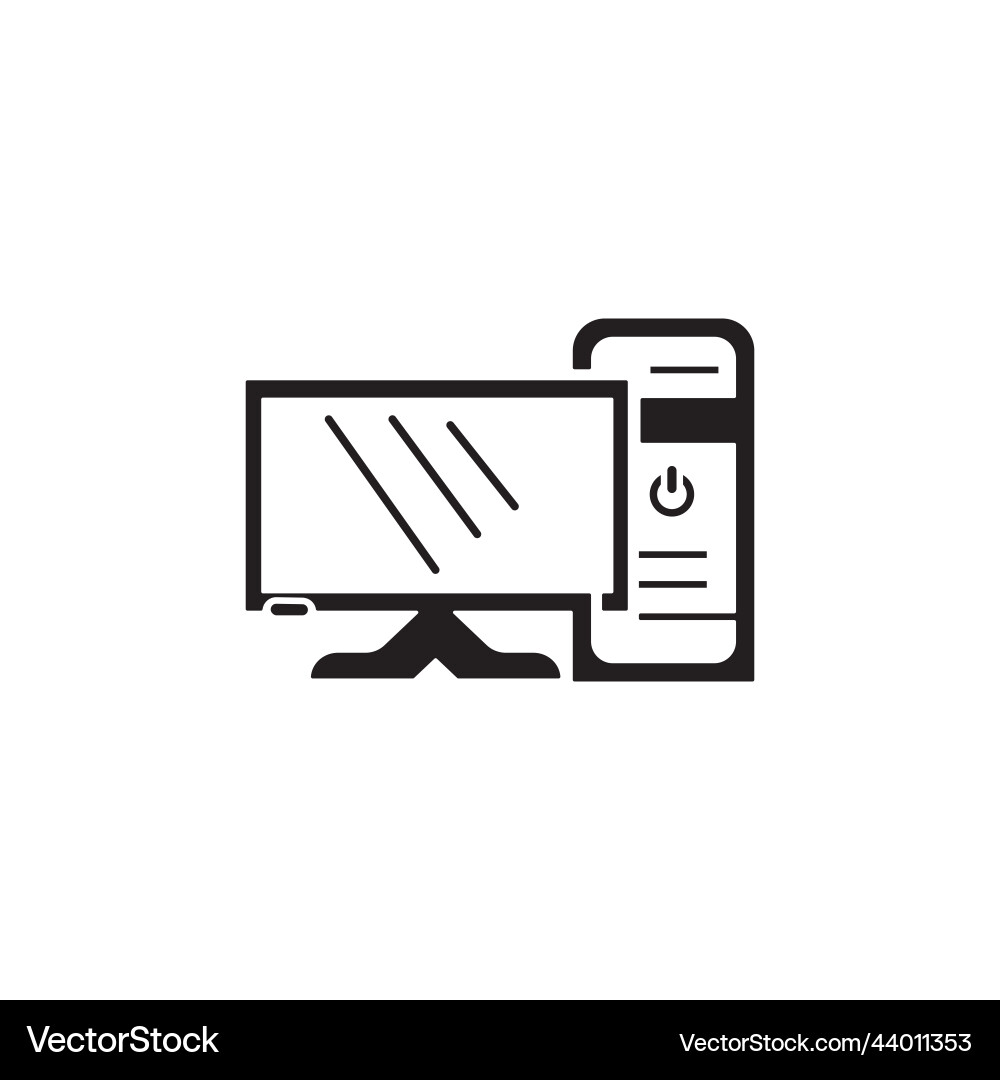 Computer or pc flat icon display image Vector Image