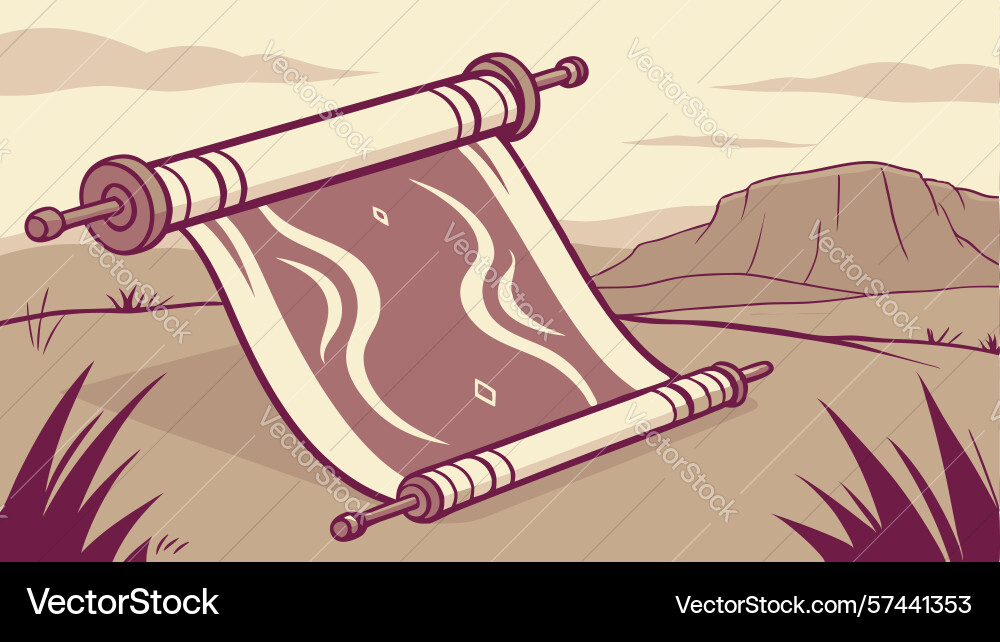 Desert scroll with map-like patterns on vast vector image
