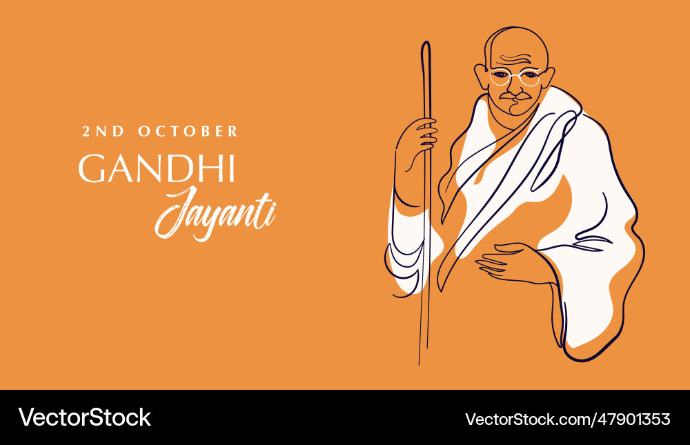 Gandhi jayanti hand drawn linear background Gandhi jayanti hand drawn linear background vector image