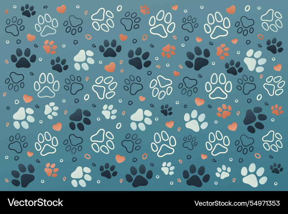 Gradient paw prints background vector image