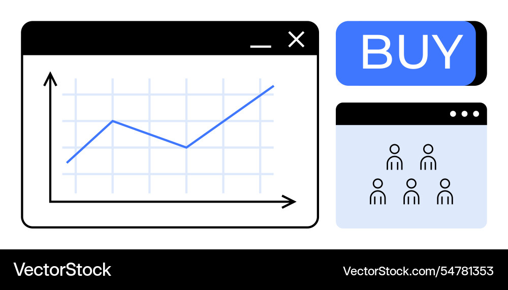 Growth chart with purchase button and user Growth chart with purchase button and user vector image
