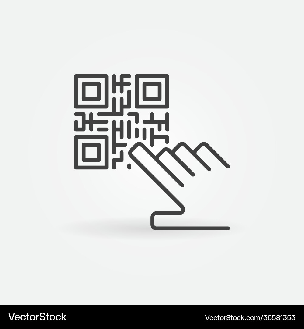 Hand and qr code thin line concept icon vector image