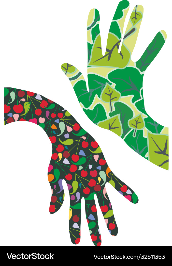 Hands with nature pattern inside Hands with nature pattern inside Vector Image