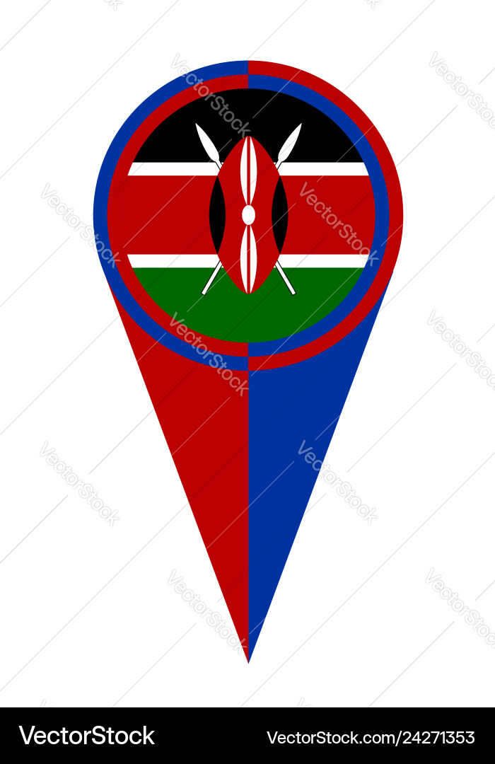 Kenya map pointer location flag vector image