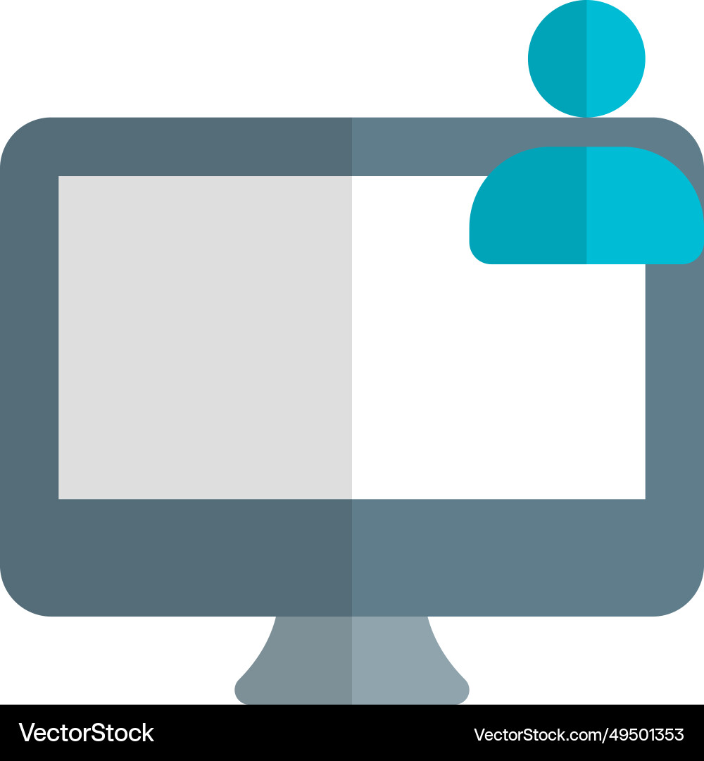 Main computer handled by user in workspace Vector Image