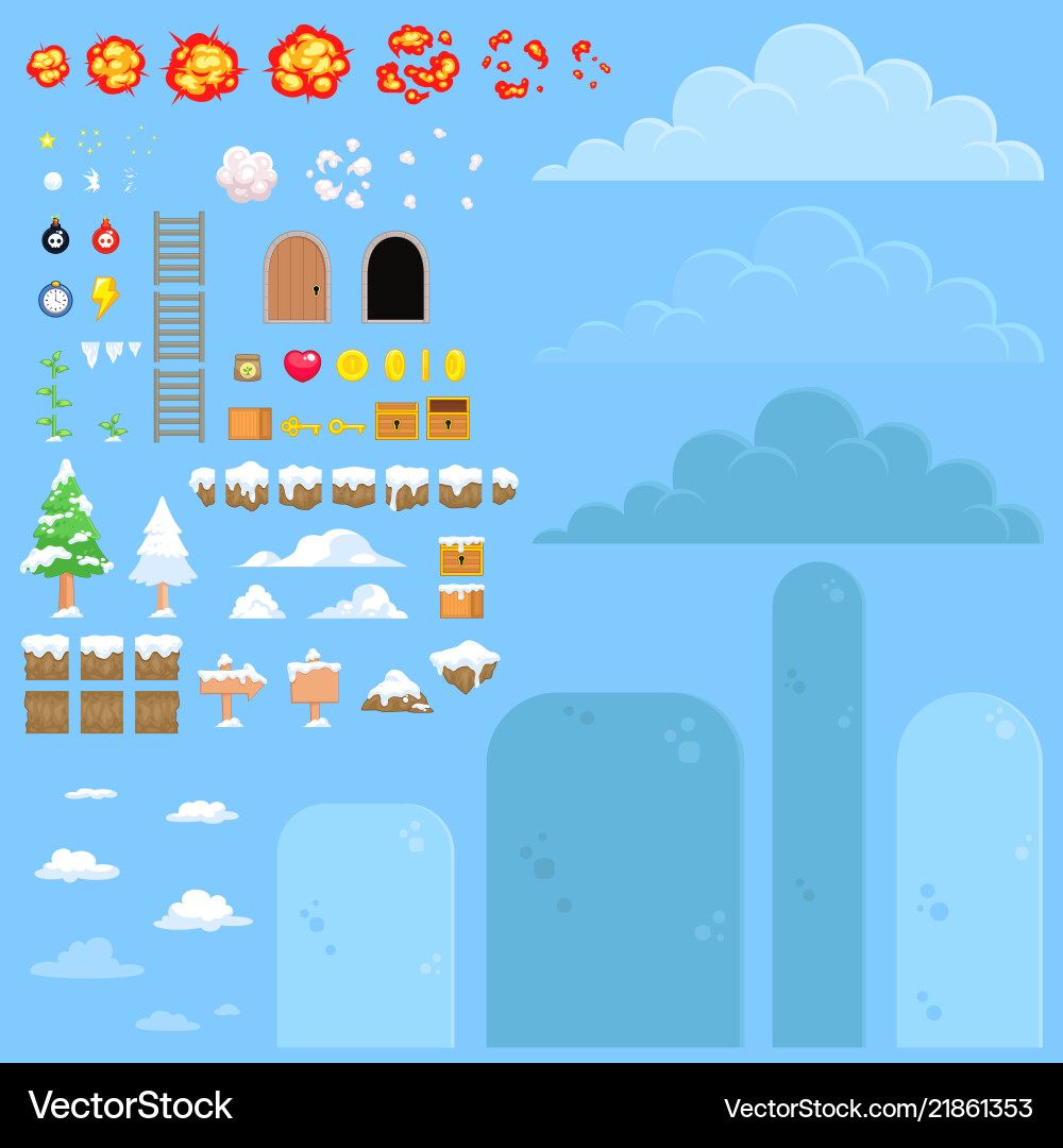 Nature snow game background vector image