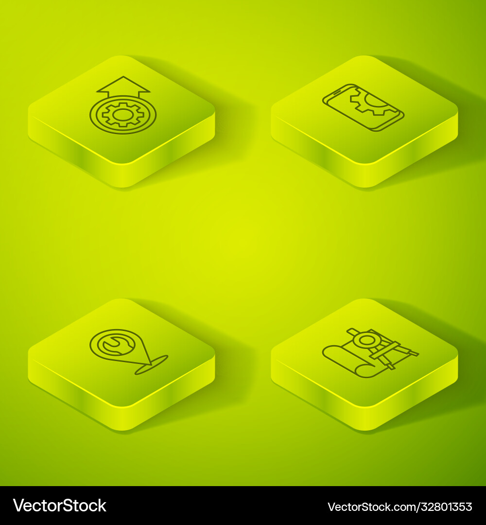 Set isometric setting on smartphone location Set isometric setting on smartphone location vector image