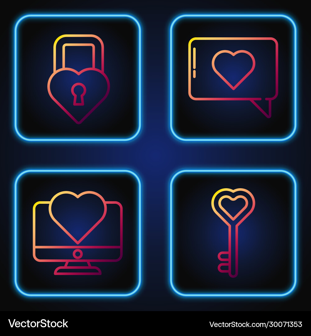 Set line key in heart shape computer monitor Set line key in heart shape computer monitor vector image