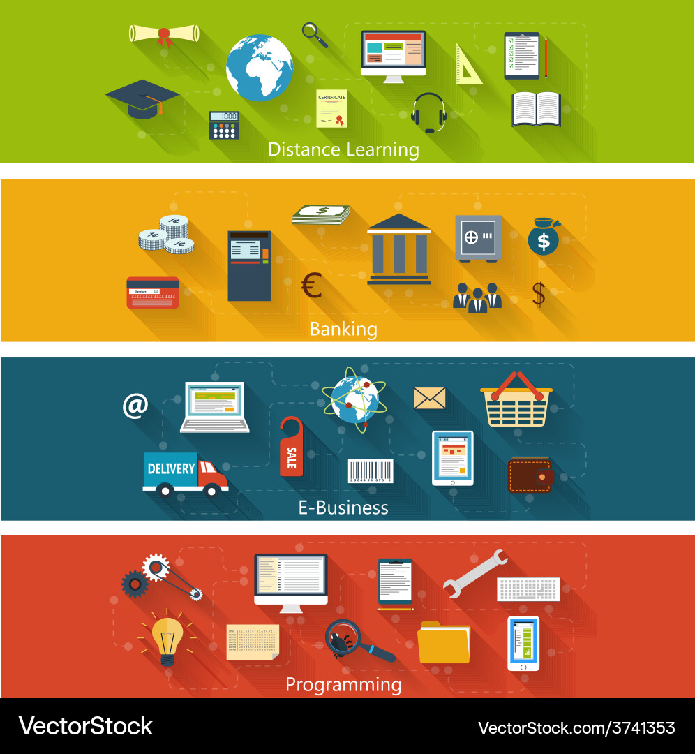 Set of modern concepts in flat design Vector Image
