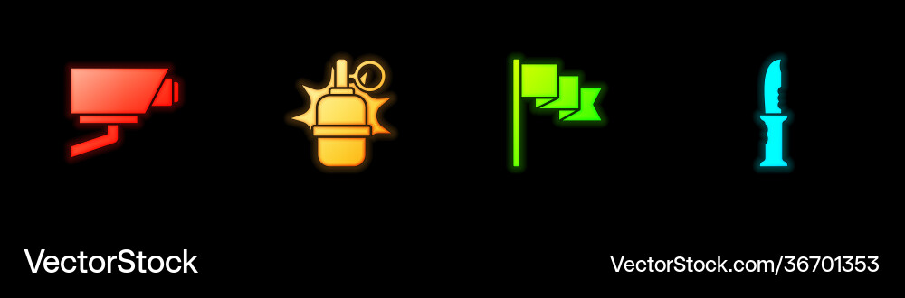 Set security camera hand grenade location marker Set security camera hand grenade location marker vector image
