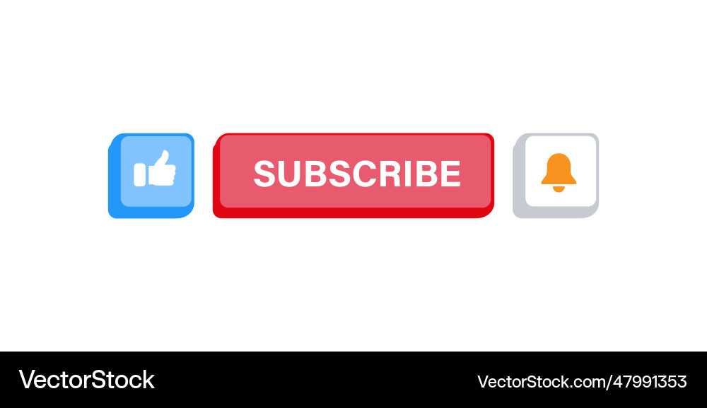 Subsricbe bell button and hand cursor red Subsricbe bell button and hand cursor red vector image