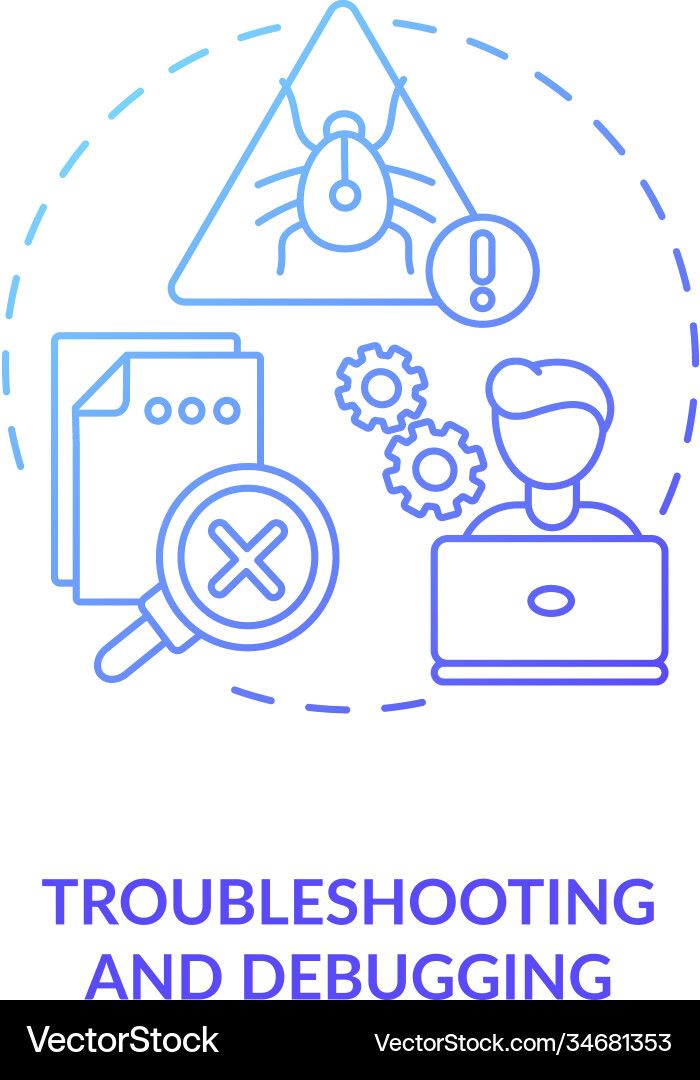 Troubleshooting and debugging concept icon Troubleshooting and debugging concept icon vector image