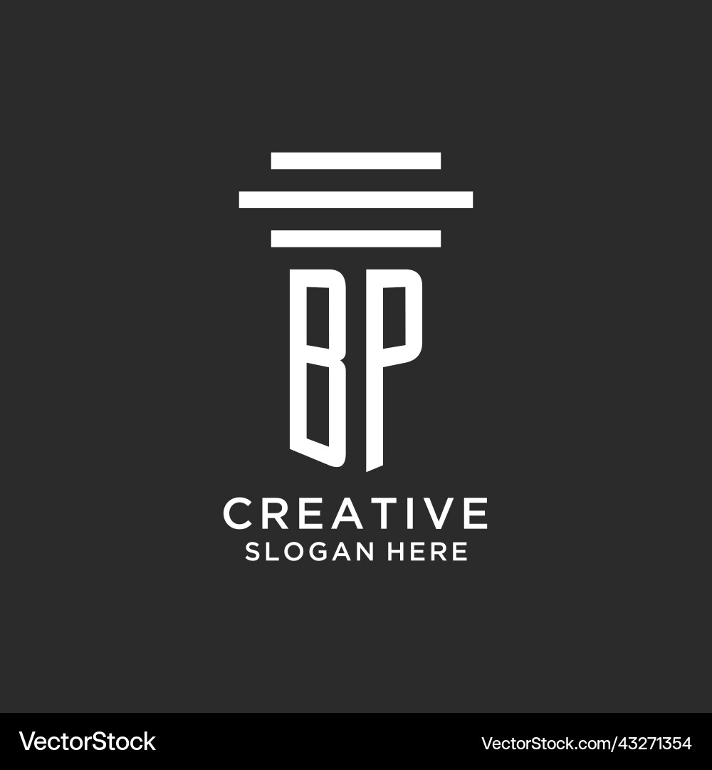 Bp initials with simple pillar logo design Bp initials with simple pillar logo design Vector Image