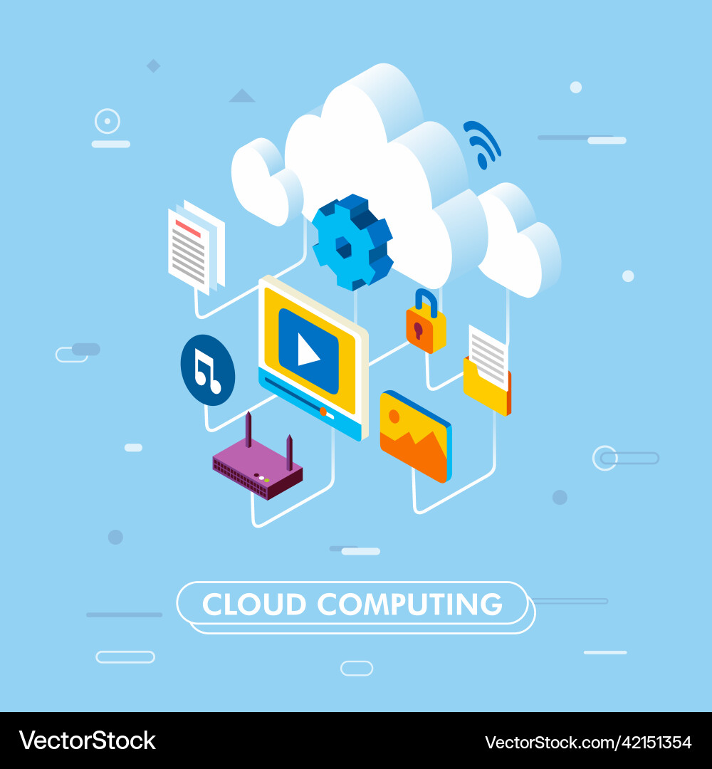 Cloud computing service technology and data Cloud computing service technology and data vector image