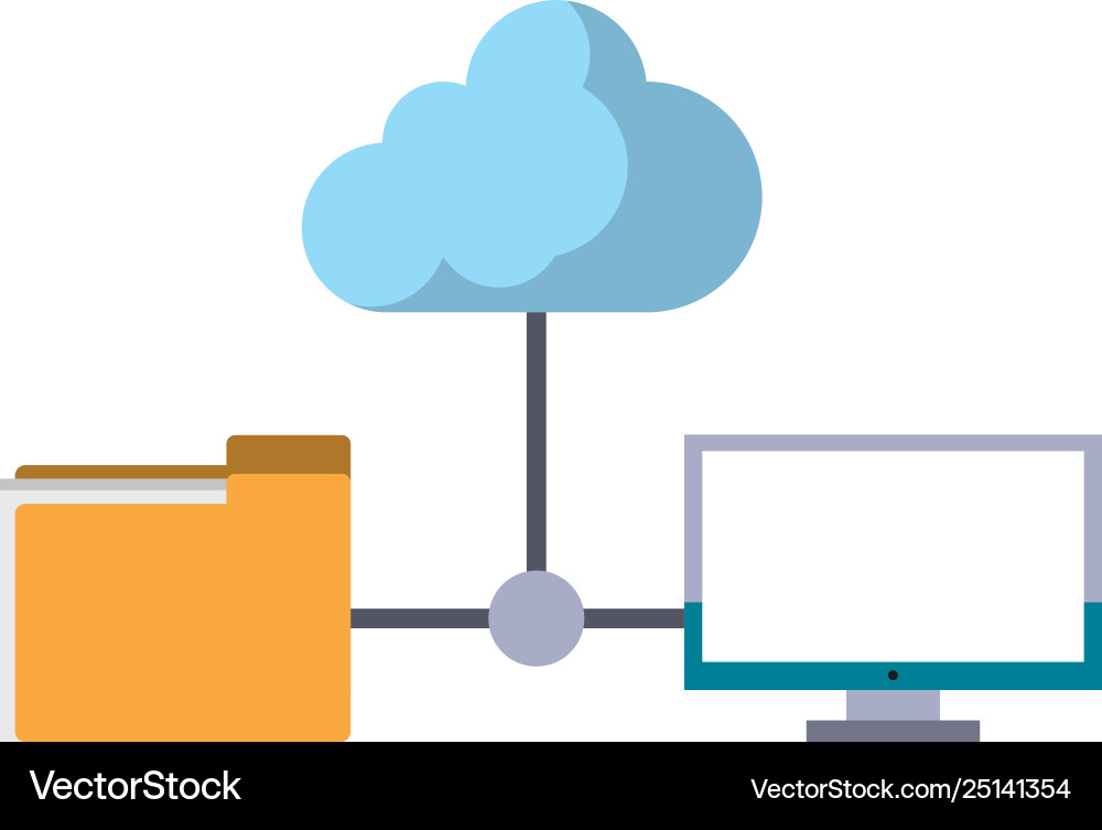 Computer with documents folder Computer with documents folder Vector Image