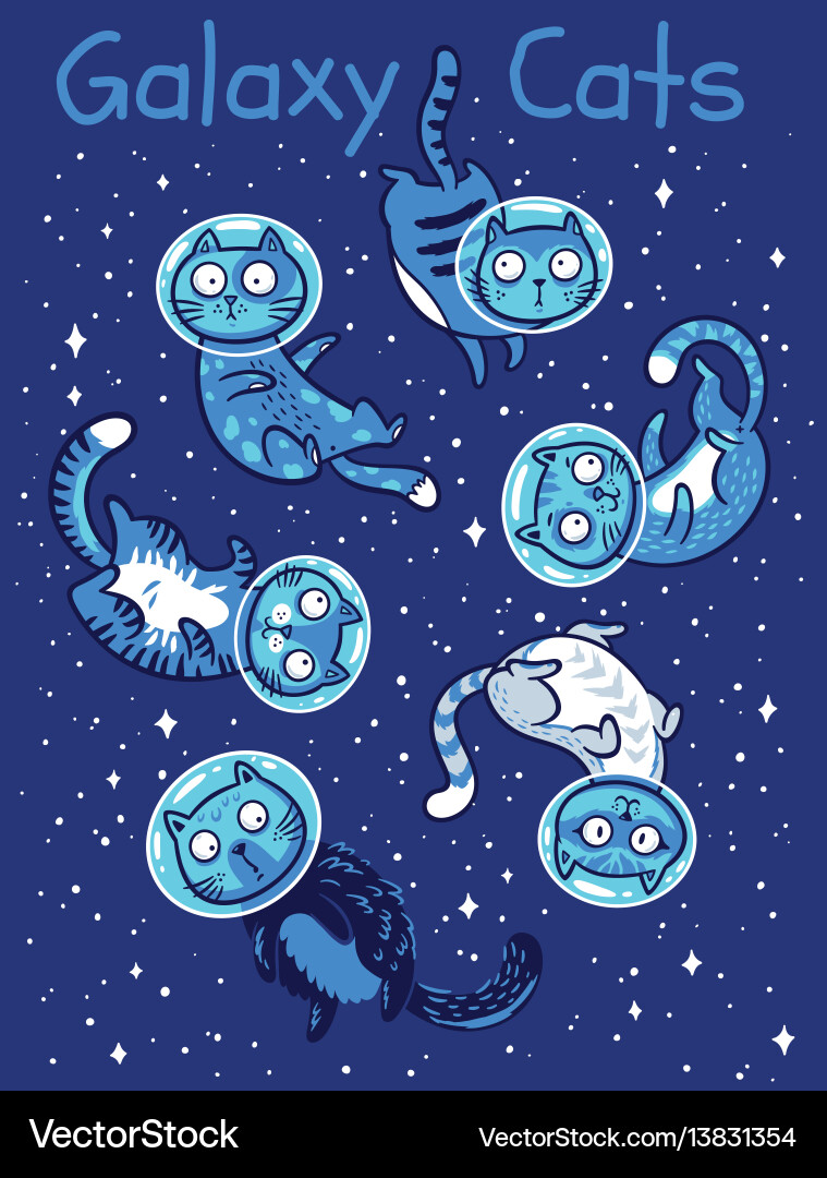 Cute Astronaut Cats in Space vector image