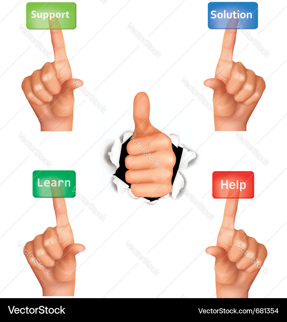 Hands Pushing Buttons - Upward Gestures Vector Image