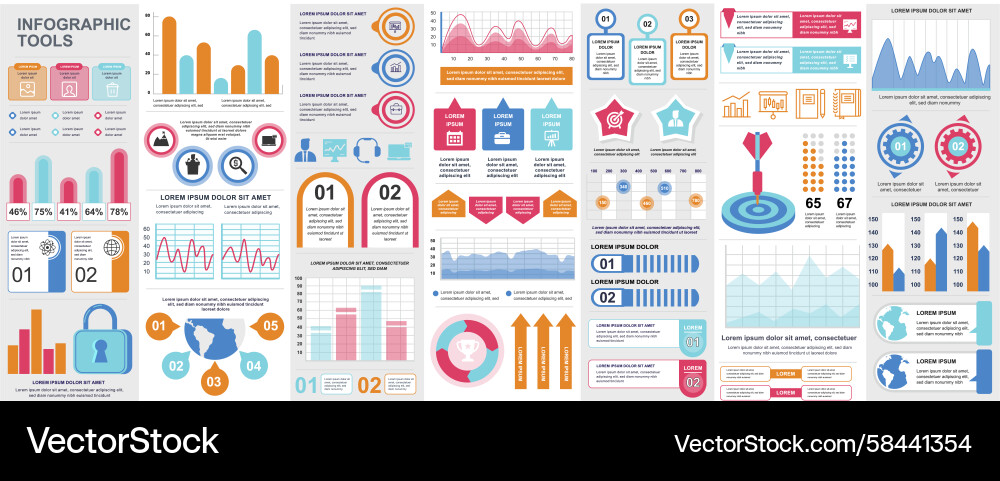 Infographic UI/UX Kit - Charts & Elements Vector Image