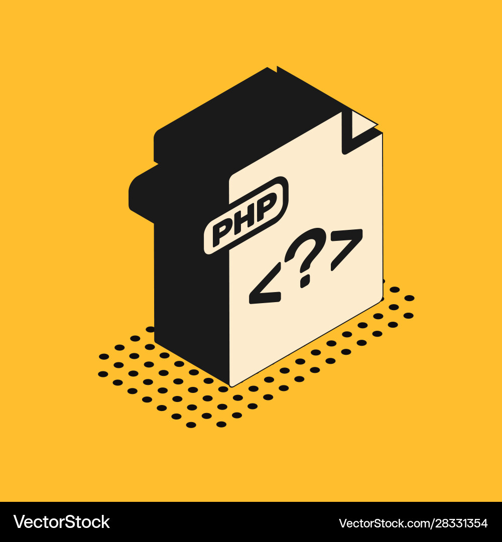 Isometric php Datei Dokument herunterladen Schaltfläche Vektorbild