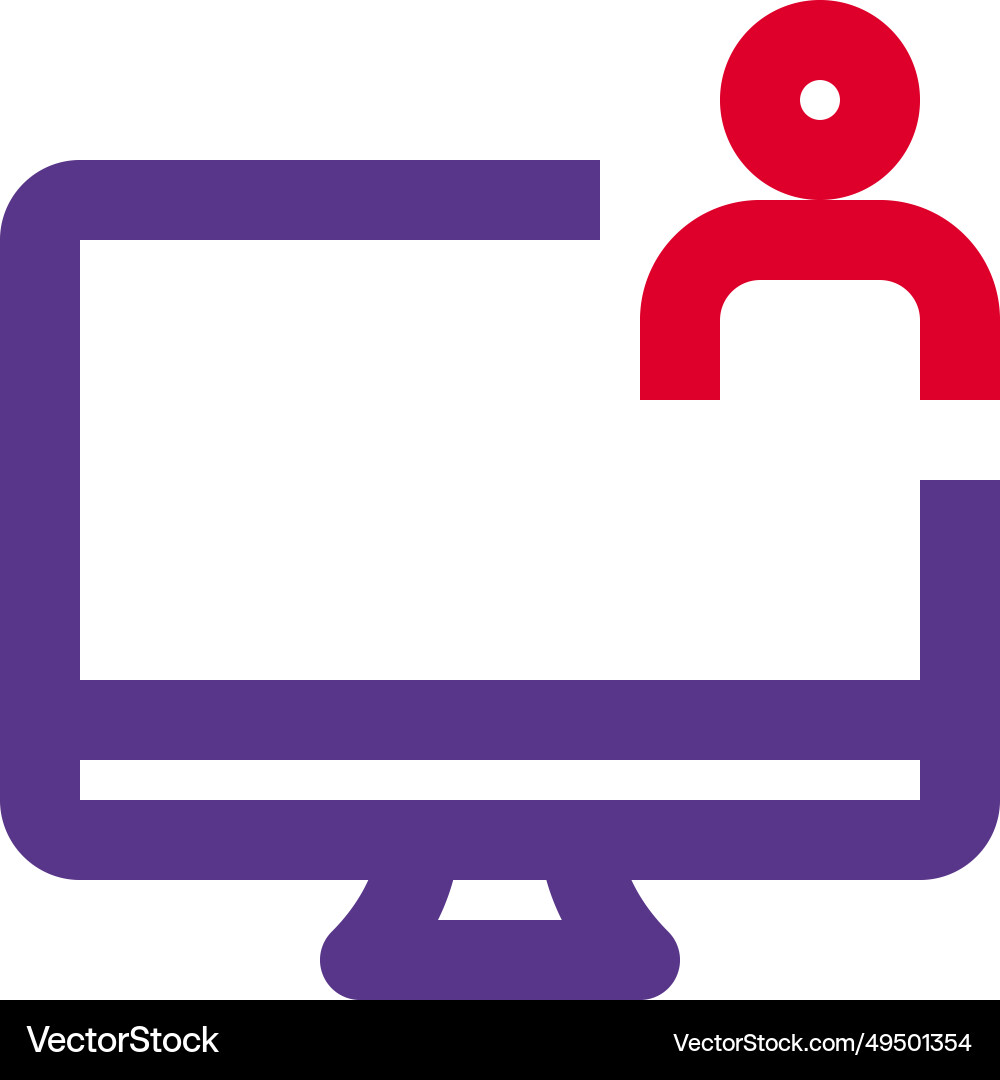 Main computer handled by user in workspace vector image