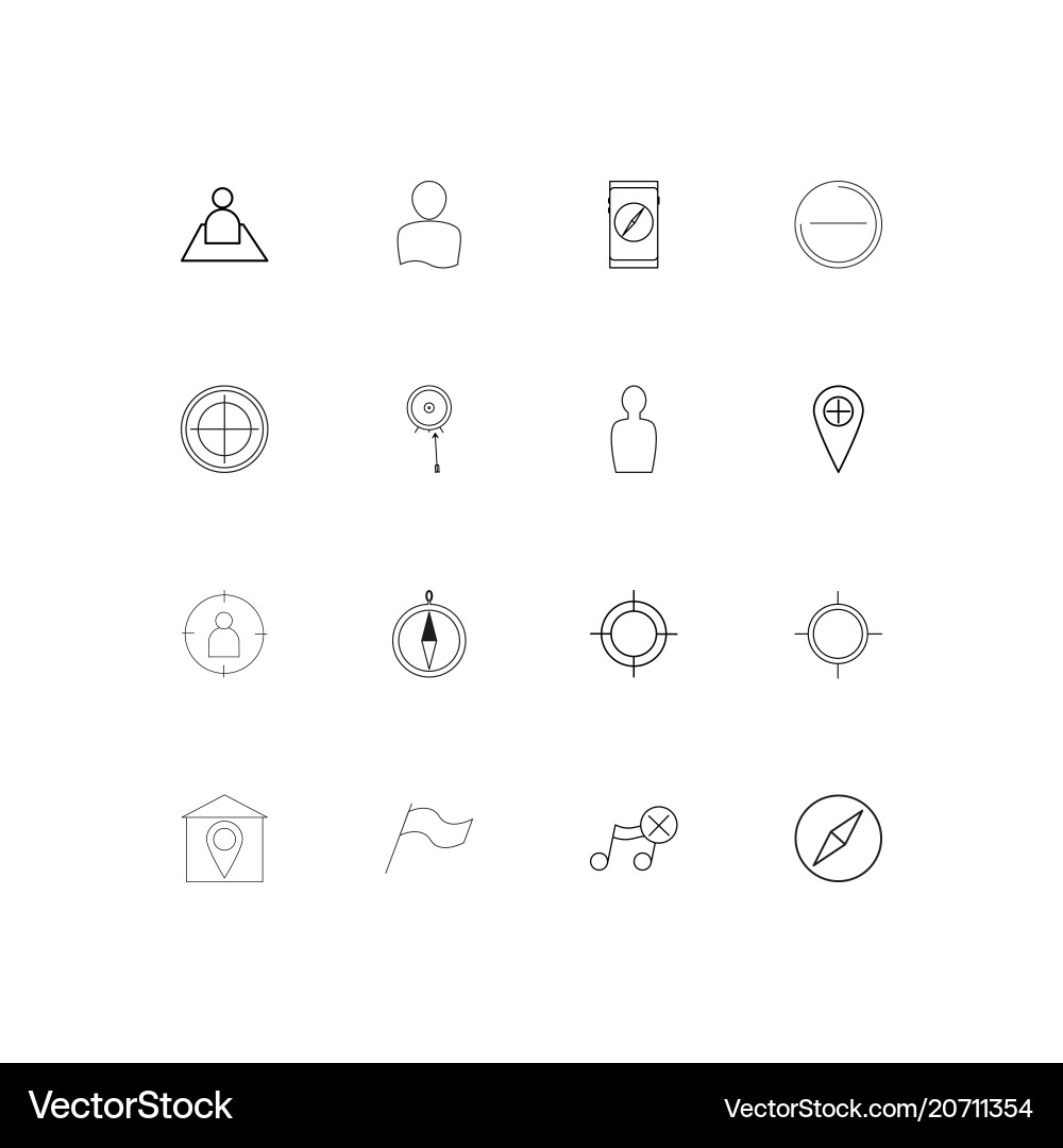 Maps and navigation simple linear icons set vector image