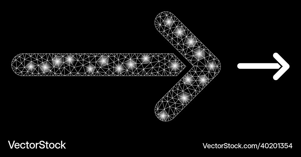 Mesh net arrow right with glowing network Mesh net arrow right with glowing network vector image