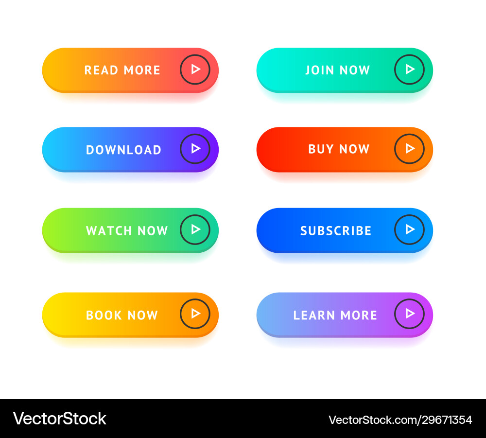 Realistic detailed 3d color button template set Realistic detailed 3d color button template set vector image