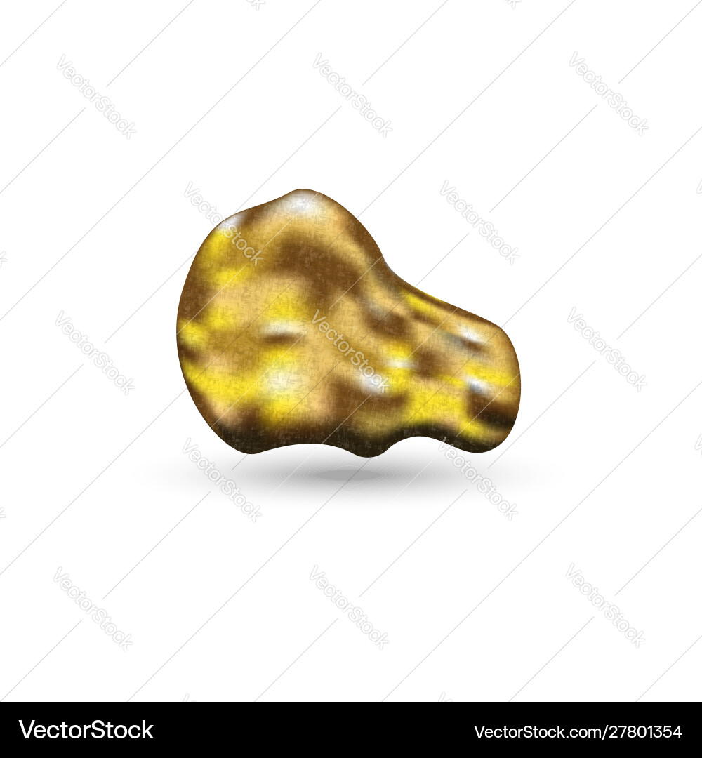 Realistic Gold Nugget 3D Object Vector Image