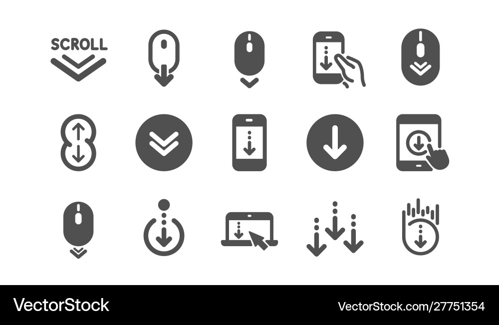 Scroll down icons scrolling mouse landing page vector image